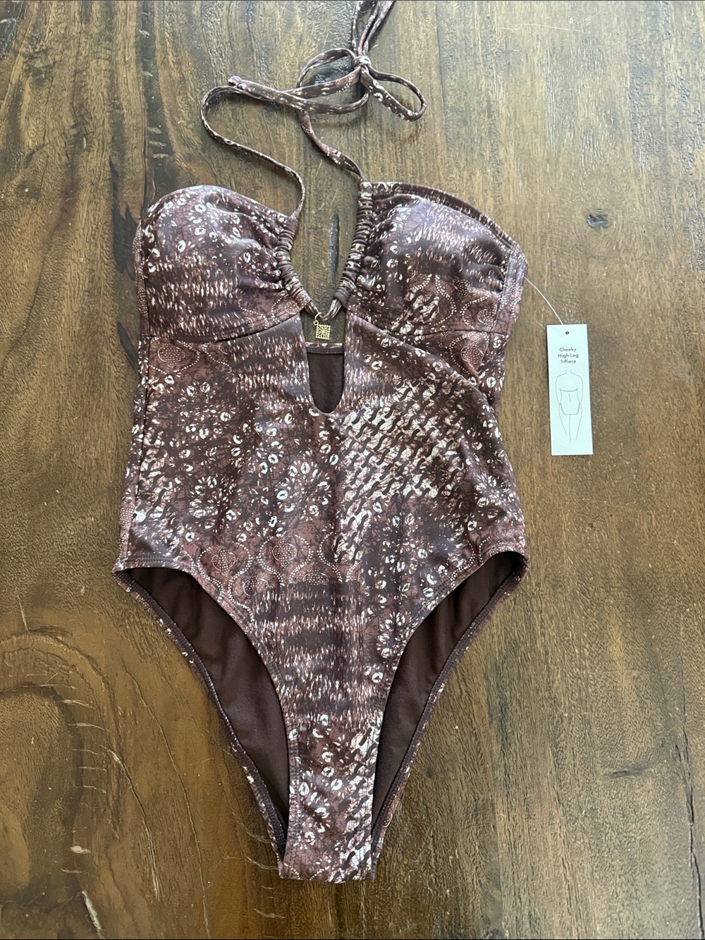 No Boundaries Brown Patterned One-Piece Swimsuit
